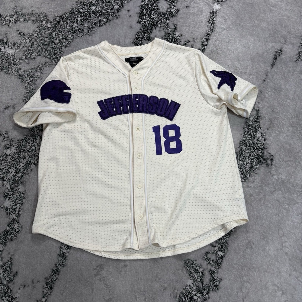Pro Standard Justin Jefferson Minnesota Vikings Baseball Jersey Size 2XL Cream